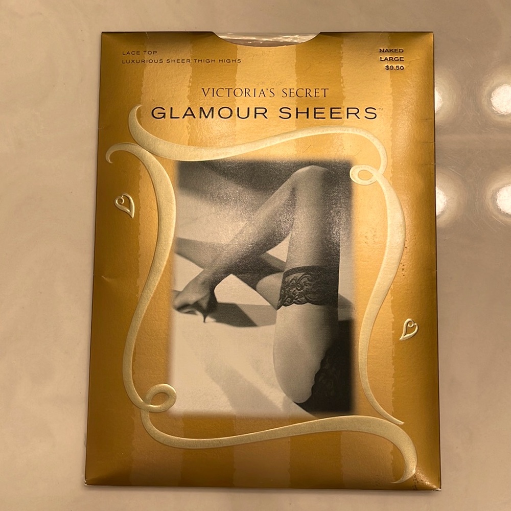 Vintage Victoria’s Secret Glamour Sheers Lace Top Sheer Thigh Highs Size Large